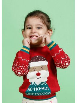 Kids of Greendeer - Santa Jacquard Sweater - Cherry Red