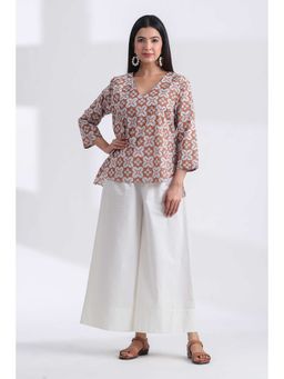 JAIPURRANG - Geometric Digital Print V Neck Top