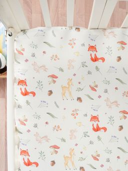Fancy Fluff - Organic Cot Bedsheet- Woodland
