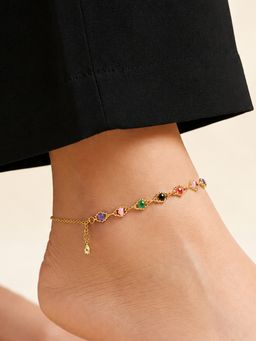 ARTKLIM - Multi-Color Beaded Charm Anklet for Women
