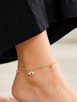 ARTKLIM - Blue Evil Eye Charm Anklet for Women
