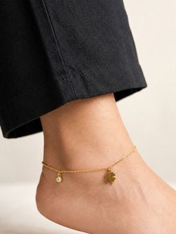ARTKLIM - White Four Leaf Clover Charm Anklet for Women