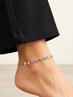 ARTKLIM - Multi-Color Butterfly Charm Anklet for Women