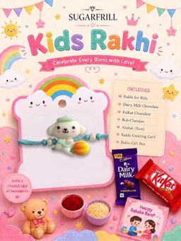 SUGARFRILL - Kids Cute Cloud Cartoon Rakhi with Soft Braided Thread for Boys and Girls