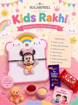 SUGARFRILL - Kids Cute Girl Cartoon Rakhi with Soft Braided Thread for Boys and Girls