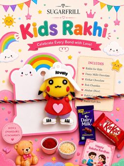 SUGARFRILL - Kids Cute Multi-Color Cartoon Rakhi with Soft Braided Thread for Boys