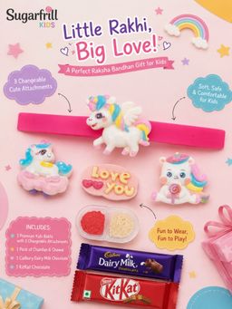 SUGARFRILL - Kids Unicorn Cartoon Rakhi Set with Bracelet for Boys and Girls