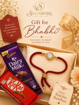 SUGARFRILL - American Diamond Lumba Rakhi for Bhabhi with Braided Adjustable Thread