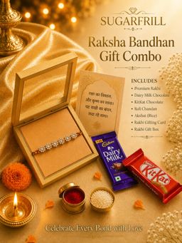 SUGARFRILL - Designer American Diamond Stone Rakhi with Braided Thread