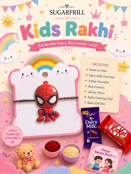 SUGARFRILL - Kids Spiderman Character Rakhi with Soft Braided Thread