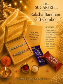 SUGARFRILL - American Diamond Rakhi with Braided Thread