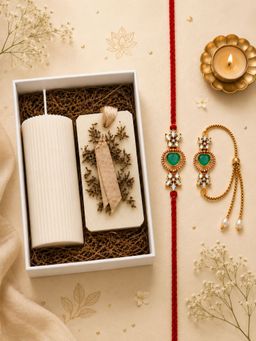 VIRAASI - Green Thread Bhaiya Bhabhi Kundan Rakhi Set