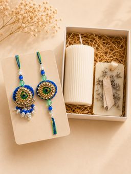 VIRAASI - Blue Thread Bhaiya Bhabhi Kundan Rakhi Set