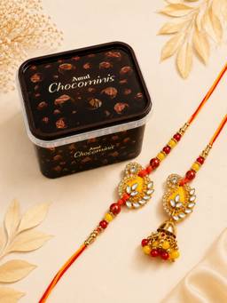 VIRAASI - Red Thread Bhaiya Bhabhi Kundan Rakhi Set