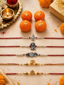 VIRAASI - Red Thread Temple Rakhi Set