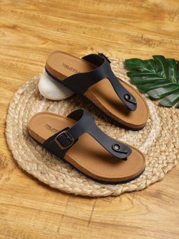 Truffle Collection - Navy Blue Solid Sandals