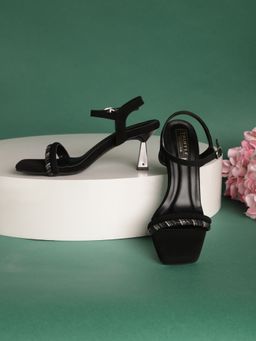 Truffle Collection - Black Embellished Heels