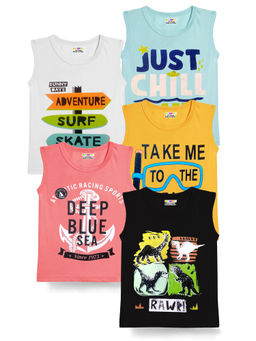 Kuchipoo - Boys Multi-Color Sleeveless Regular Fit T-Shirts (Pack of 5)