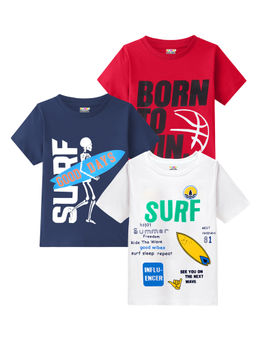 Kuchipoo - Boys Multi-Color Half Sleeves Cotton T-Shirts (Pack of 3)