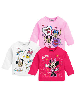 Kuchipoo - Girls Multi-Color Full Sleeves Regular Fit Cotton T-Shirts (Pack of 3)