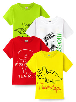 Kuchipoo - Boys Multi-Color Half Sleeves Regular Fit Cotton T-Shirts (Pack of 4)