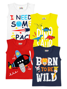 Kuchipoo - Boys Multi-Color Sleeveless Regular Fit Cotton T-Shirts (Pack of 4)