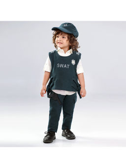 BAD BOYS - Boys Blue Mini Gentleman Mode Shirt with Vest, Pants & Cap (Set of 4)