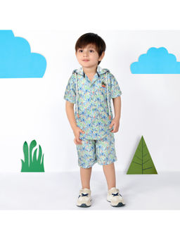 BAD BOYS - Boys Green Printed Shirt with Shorts