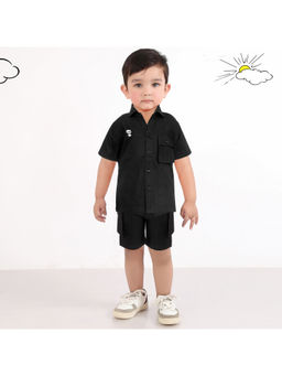 BAD BOYS - Boys Black Solid Shirt with Shorts