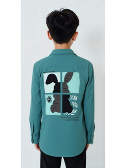 CAVIO - Boys Green Cotton Regular Fit Full Sleeves Casual Shirt