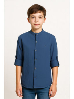 CAVIO - Boys Blue Textured Easy Care Casual Shirt