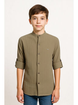 CAVIO - Boys Olive Textured Easy Care Casual Shirt