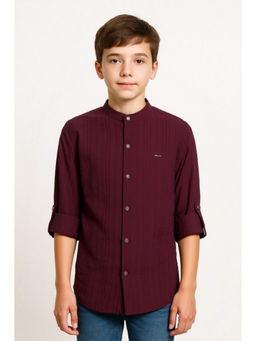 CAVIO - Boys Wine Textured Easy Care Casual Shirt