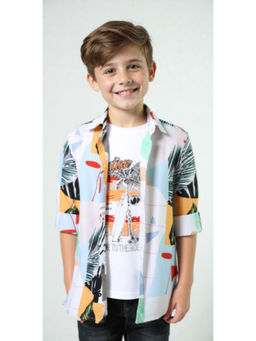CAVIO - Boys Multi-Color Regular Fit Printed Full Sleeves Casual Shirt with T-Shirt