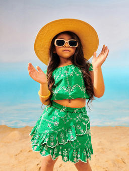 Somersault - Girls Green Forest Resort Top with Skirt
