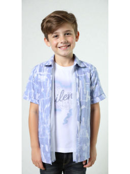 CAVIO - Boys Blue Abstract Printed Half Sleeve Shirt with T-Shirt