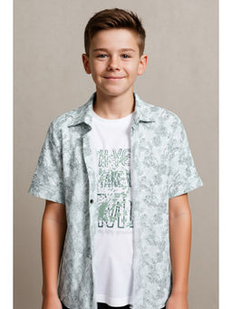 CAVIO - Boys Green Floral Half Sleeve Shirt with T-Shirt