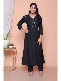 Miravan - Black Mirror Work Angrakha Kurta and Pant