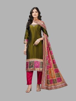 Tansi - Olive Kurta with Pant and Dupatta