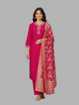 Tansi - Hot Pink Kurta with Pant and Dupatta