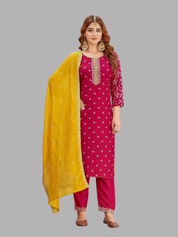 Tansi - Hot Pink Kurta with Pant and Dupatta