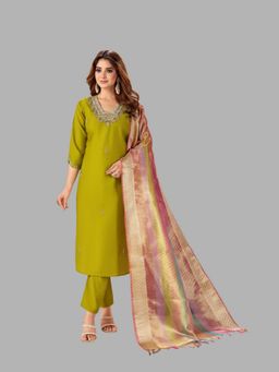 Tansi - Liril Green Kurta with Pant and Dupatta