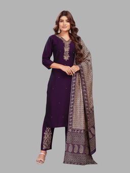 Tansi - Purple Kurta with Pant and Dupatta