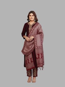 Tansi - Maroon Kurta with Pant and Dupatta