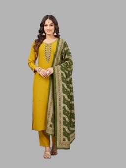 Tansi - Mustard Kurta with Pant and Dupatta