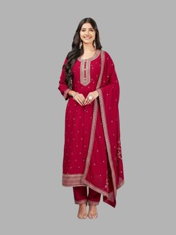 Tansi - Hot Pink Anarkali Kurta with Pant and Dupatta