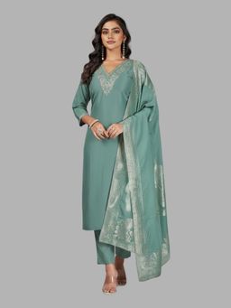 Tansi - Green Kurta with Pant and Dupatta
