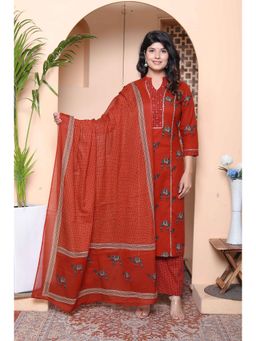 Miravan - Animal Printed Straight Kurta with Palazzo and Dupatta