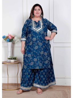 Miravan - Blue Cotton Gota Work Kurta with Palazzo