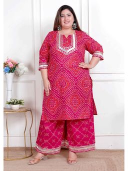 Miravan - Pink Ethnic Cotton Kurta with Palazzo